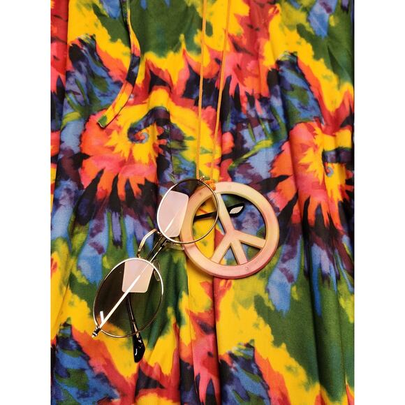 Adult‎ Size Hippie Costume Tye Dye With Piece Sign & Glasses-- One Size - Picture 7 of 11